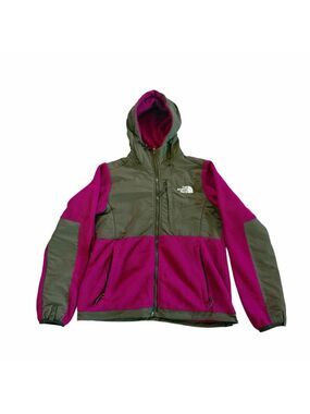 The North Face Denali Fleece Hooded Hot Pink Charcoal Grey